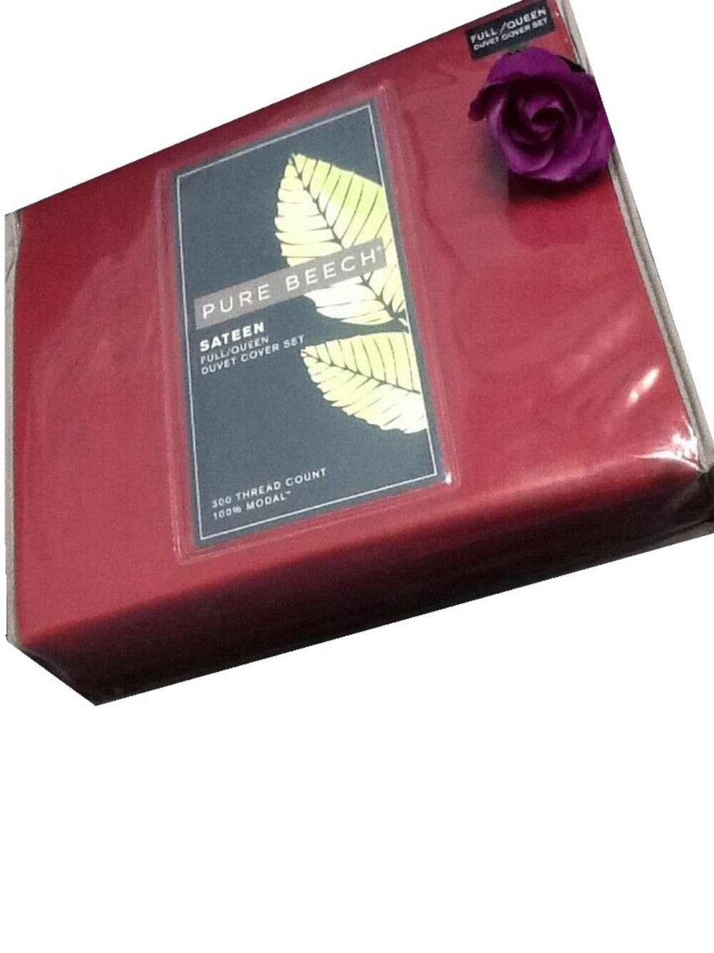 new RED Pure Beech 300 TC 100% Modal Sateen FULL / QUEEN Duvet Cover Set